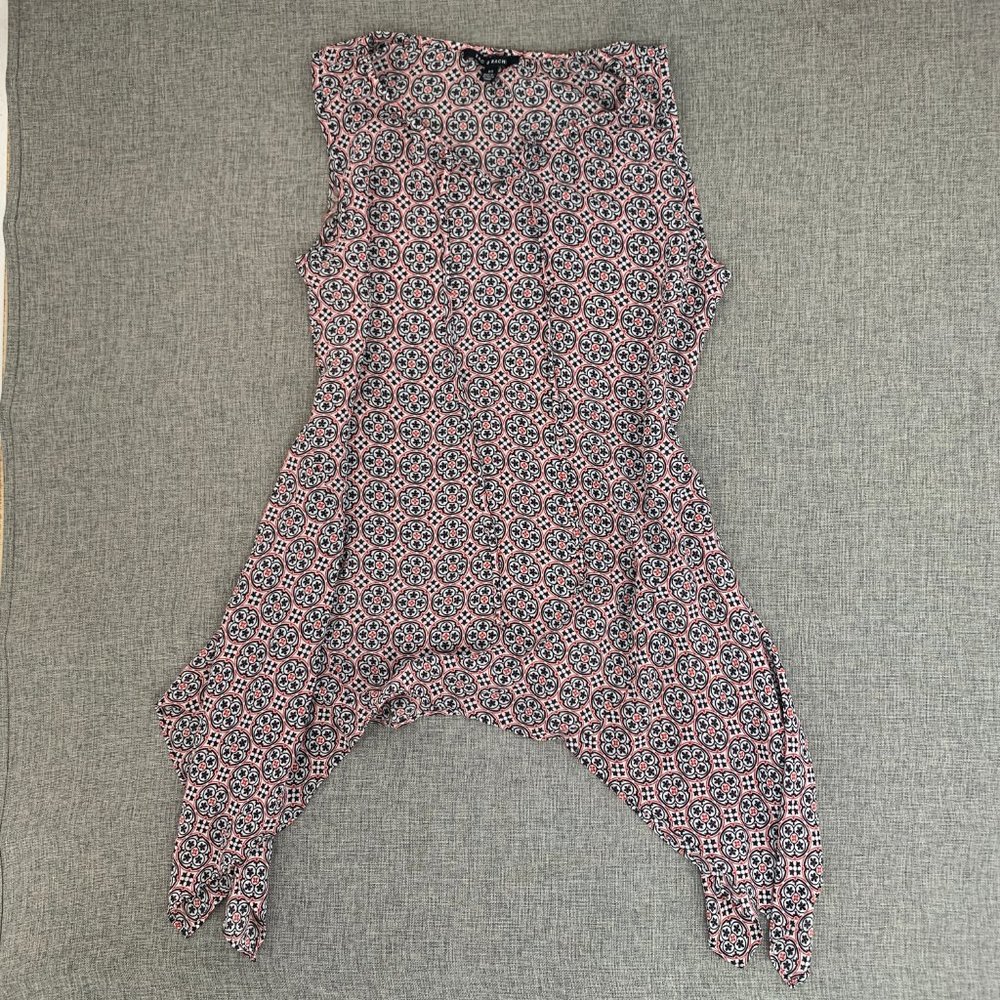Zac & Rachel Shark Bite‎ Blouse Small Medallion Print Black Red White Sleeveless
